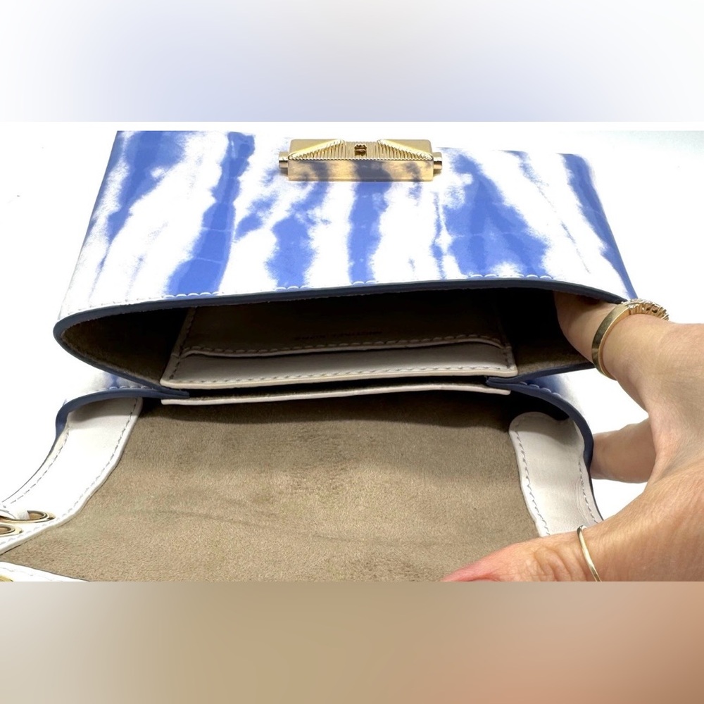 Michael Kors Cece Mini Satchel NWT Blue Tie Dye Leather Crossbody Bag - Picture 13 of 15